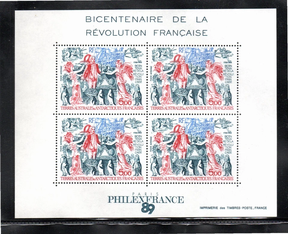 TAAF Fr.Antarctica 1989 sheet France revolution stamps (Michel Block 1) MNH - Image 1 of 1