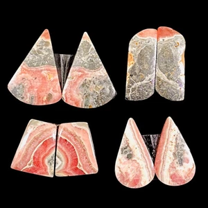 4 Pairs Natural Rhodochrosite 21-30mm Loose Cabochon Gemstones Wholesale Lot - Picture 1 of 10