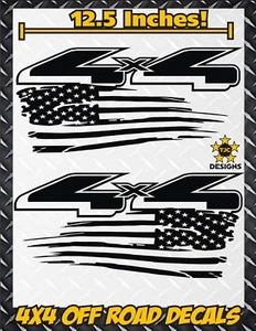 4x4 Off Road US Flag Truck Bed Decal Set MATTE BLACK for Ford F-150 Super Duty - Picture 1 of 4