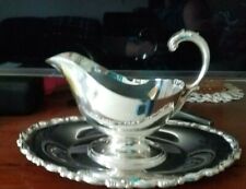 Oneida Silversmiths silver plated gravy boat sauce bowl & under tray Vintage