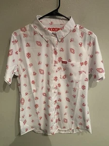 Dixxon Womens Medium Reaper Madness Tattoo Parlor Short Sleeve Button Up Shirt - Picture 1 of 12
