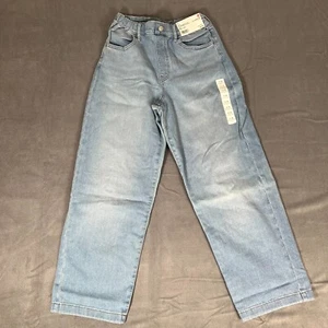 Uniqlo Jeans Girls 11-12 Light Blue High Rise Wide Fit Pants Cotton Stretchy - Picture 1 of 8