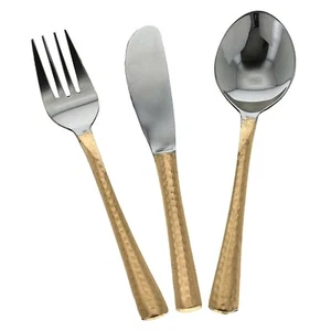 Steel Copper Hammered Sup Spoon Fork Butter Knife Set Home Kitchen Serveware - Picture 1 of 3