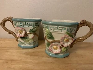EUC FITZ & FLOYD Cherry Blossom Empress Garden 2 Mug Set - Picture 1 of 5