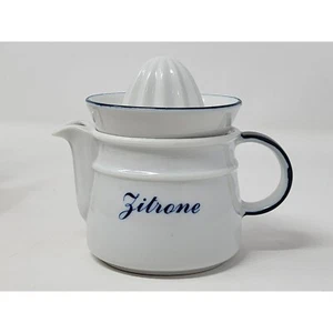 Vintage Zitrone Manual Ceramic German Lemon Squeezer/Reamer White/Blue Trim - Picture 1 of 10
