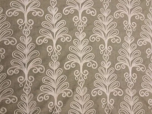 SCHUMACHER Embroidered twill linen celadon wheat new 2+ yards - Picture 1 of 4