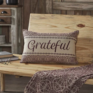 Custom House Burgundy Tan Jacquard Grateful Pillow 14x22 - Picture 1 of 6