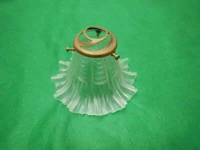 ancienne tulipe abat jour en verre avec sa griffe  pour  lustre,lampe,applique - Photo 1/4