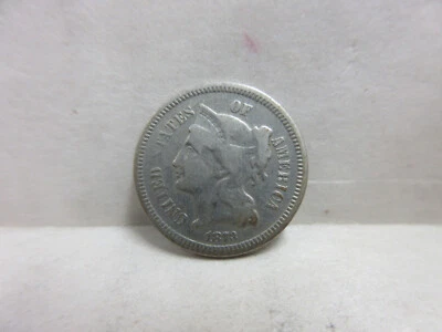 1873 United States 3 Cent Nickel Three Cents Vintage US 3c Type Coin Closed 3 - Image 1 of 4