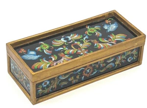 Schatule Schmuckkasten Hinterglasmalerei Handarbeit Fairtrade Peru Schwarz - Bild 1 von 4