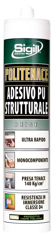 Colla mastice adesivo poliuretanico SIGILL Politenace Beige cartuccia 300 ml. - Immagine 1 di 1