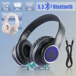 Wireless Headphones Bluetooth Noise Cancelling Stereo Earphones Over Ear Headset - Picture 1 of 25