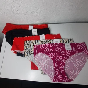 Juego de 5 Bragas Pequeñas Auden Negro Rojo Rosa Estampado Animal Cheekies Borde Invisible - Imagen 1 de 4