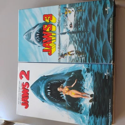 Jaws 2 & 3 VHS Steven Spielberg Horror Cult Classic Shark Movie Tape LOT Foto 1 de 4