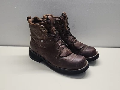 Ariat Women’s Leather Lace Up Roper Western Work Boots Brown Size 8B 16304 - Image 1 of 4