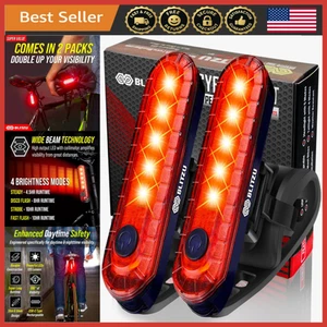 USB-C Rechargeable Bike Tail Light 2-Pack, Bright Rear Safety Light, 4 Modes - Picture 1 of 7