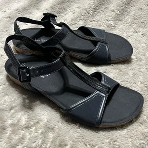 NEW Sandalistas By Aetrex Sabrina Black Cork Comfort Sandals Womens 9.5M - Picture 1 of 22