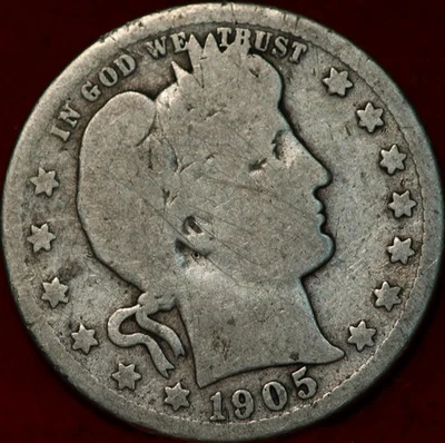 1905-S San Francisco Mint Silver Barber Quarter - Image 1 of 2