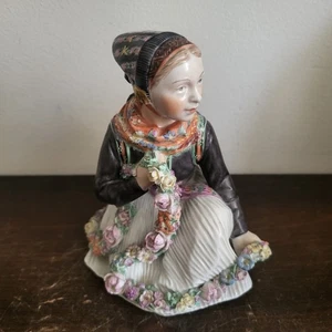 Royal Copenhagen Denmark Porcelain Figurine 12412 Amager Girls Flowers - Picture 1 of 16