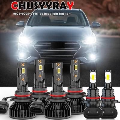 9005 9005 9145 LED Headlight Fog Light Bulb Combo For Hyundai Accent 2018-2020 - Image 1 of 4