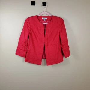 Coldwater Pink Ruched Sleeve Cropped Jacket Size 6P - Picture 1 of 12