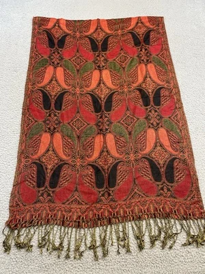 D&G Pashmina Bufanda Chal Envoltura Mujer Marrón Paisley 70% Cachemira 30% Seda Foto 1 de 3