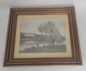 Vintage Corot Druck mit goldenem Holzrahmen 12"x14" - Bild 1 von 9