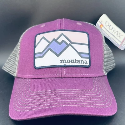 Nuevo Ouray Montana Trucker Sombrero Snapback Bloque de Color Montañas Parche Púrpura Gris Foto 1 de 4