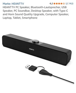 HEANTTV Computer Lautsprecher, 2.0 Bar Lautsprecher, PC Soundbar Hi-Fi Stereo So - Bild 1 von 1