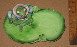 ANTIQUE MADE IN OCCUPIED JAPAN BEAUTIFUL OPEN MOUTH FROG ASHTRAY 5"Long - Picture 1 of 4