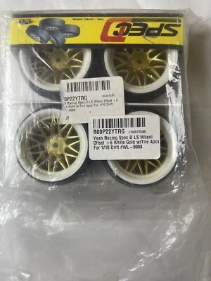 Yeah Racing WL-0088 Spec D LS Wheel Offset +6 White Gold w/Tire 4pcs 1/10 Drift - Image 1 of 3