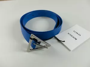 BOTTEGA VENETA blue triangle buckle leather belt 100 (best fits 38 inch waist) - Picture 1 of 7