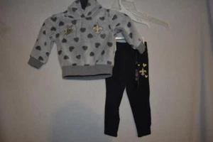 New Orleans Saints Infant Girls Fleece Hoodie & Leggings 2 Piece Set Gray/Black - Picture 1 of 3