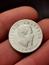 Italie, 1 Lire argent Victor Emmanuel II 1863 M Milan! 4,80 g