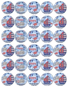 1st Birthday Boy Girl Nautical Cupcake Toppers Edible Wafer Paper Fairy Cakes - Picture 1 of 3