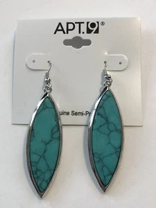 Apt 9 New Pierced Earrings Semi Precious Stone Turquoise Silvertone Dangle - Picture 1 of 4