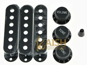Juego de perillas ST, cubiertas para pastillas y punta, negro para Strat - Imagen 1 de 2