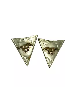 Vintage Argento Metallo Uomo Fantastico Classico Cavallo Pony Collare Punte - Foto 1 di 7