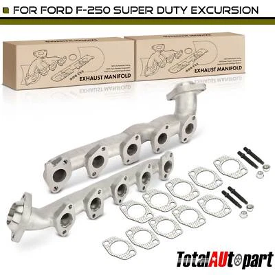 2x Colector de escape con junta para Ford F-250 Super Duty F-350 E-450 izquierda y derecha Foto 1 de 4