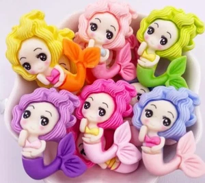 Bunte Meerjungfrau Charms, 6 Stck., Harz, 1,25 Zoll, Scrapbooking, Schleife Dekor, Handwerk - Bild 1 von 7