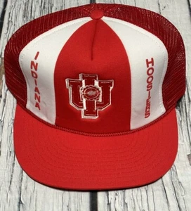 Vintage Indiana Hoosiers Stripes Trucker Mesh Snapback Hat Made In USA 80’s - Picture 1 of 7