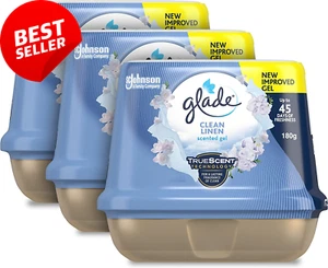 Scented Gel Air Freshener 3 Pack 180g Clean Linen Odour Eliminator Lasts 45 Days - Picture 1 of 12