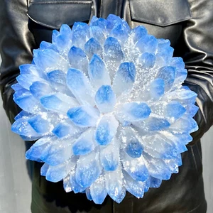 Cluster de cristal de cuarzo fantasma azul recién descubierto 12,3 lb muestras minerales - Imagen 1 de 13