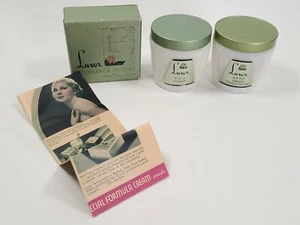1934 Luxor Cosmetics tez polvo tejido crema de manos vidrio leche frascos - Imagen 1 de 12