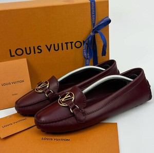 Louis Vuitton Dauphine driving moccasin red leather 9 US 39 EUR ND0158 *