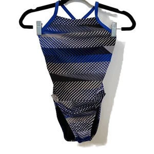 Nuevo con etiquetas Traje de baño Speedo Endurance espalda cruzada negro/blanco corte de carreras 24 XXS azul gris - Imagen 1 de 11