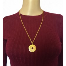 LUI CHANTANT VINTAGE GOLD ROUND TRIBAL PENDANT NECKLACE