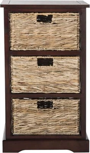 Homes Collection Halle Distressed Black 3 Wicker Basket Storage Side Table - Picture 1 of 10
