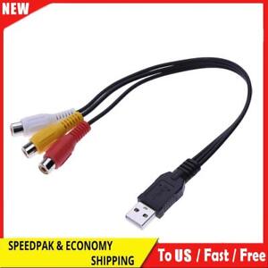 0.3m USB Male to 3RCA Male AV Audio Converter Adapter Cable Cord for HDTV