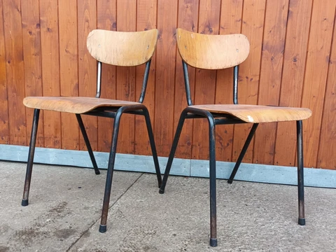 Designer Stacking Chair Dining Room Vintage Plywood & Metal 60er 1/16 Cover